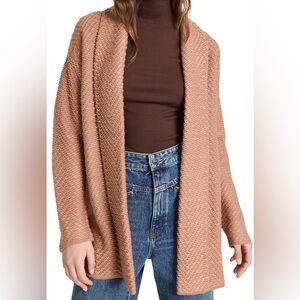Z Supply Molly Boucle Open Front Long Sweater Size Small New Tan Brown